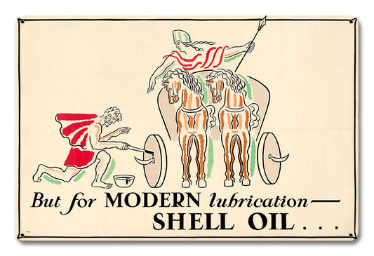 But Modern Lubrication Shell Oil Vintage Style Metal Sign 18 X 12
