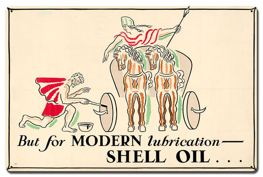 But Modern Lubrication Shell Oil Vintage Style Metal Sign 24 X 16