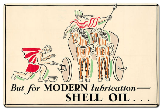But Modern Lubrication Shell Oil Vintage Style Metal Sign 36 X 24