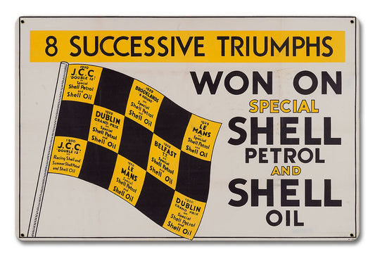 Won On Shell Petrol Oil Vintage Style Metal Sign 18 X 12