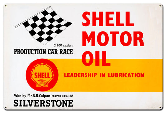 Shell Motor Oil Leadership Lubrication Vintage Style Metal Sign 36 X 24