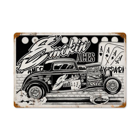 Smokin Aces Vintage Style Metal Sign 18 x 12