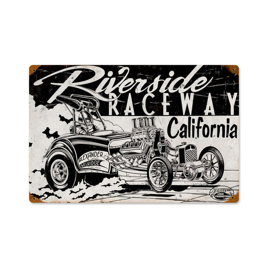 Riverside Raceway Vintage Style Metal Sign 18 x 12