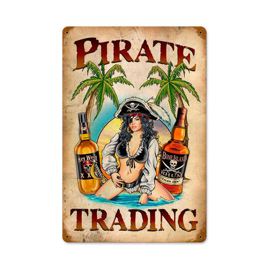 Pirate Trading Vintage Style Metal Sign 12 x 18