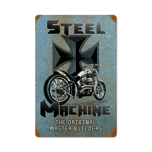 Steel Machine Vintage Style Metal Sign 12 x 18
