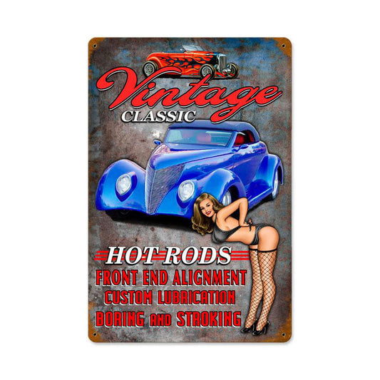 Hot Rods Vintage Style Metal Sign 12 x 18