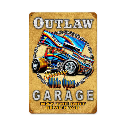 Outlaw Garage Vintage Style Metal Sign 12 x 18
