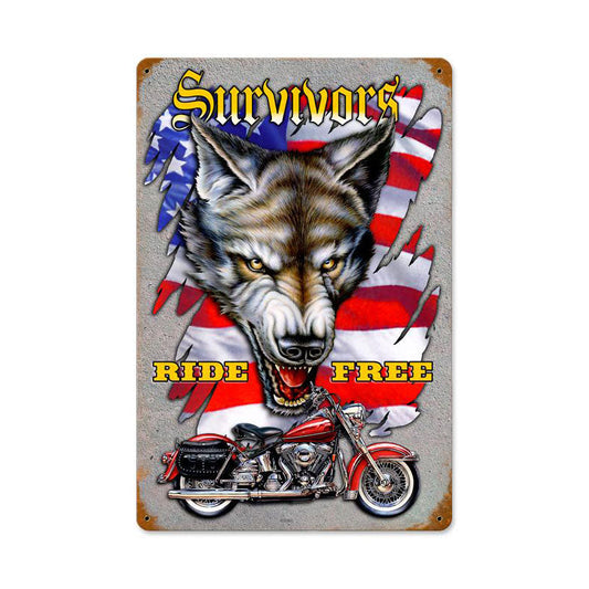 Survivors Free Vintage Style Metal Sign 12 x 18