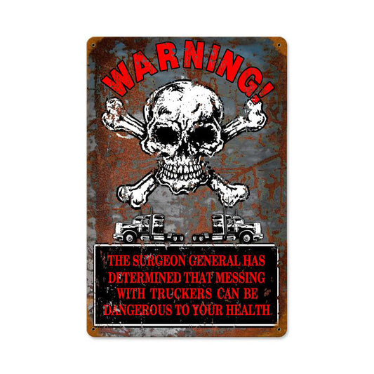 Warning Truckers Vintage Style Metal Sign 12 x 18