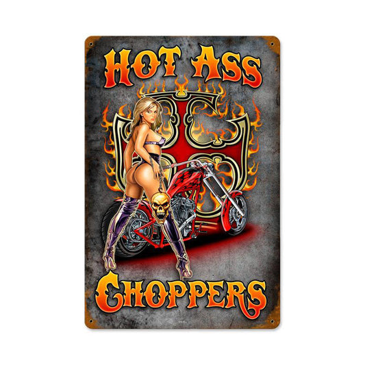 Hot Ass Chopers Vintage Style Metal Sign 12 x 18