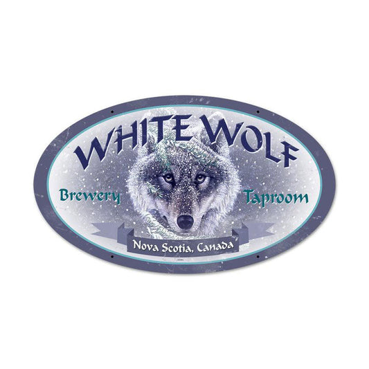 White Wolf Vintage Style Metal Sign 24 x 14