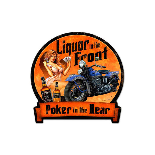 Liquor Up Front Vintage Style Metal Sign 16 x 15