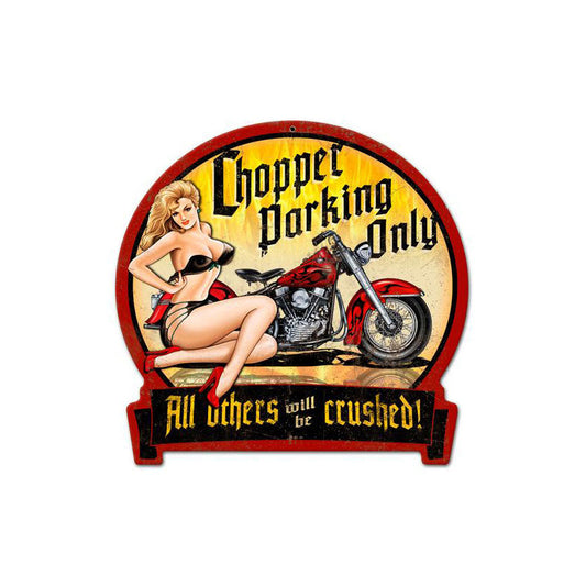 Chopper Parking Vintage Style Metal Sign 16 x 15