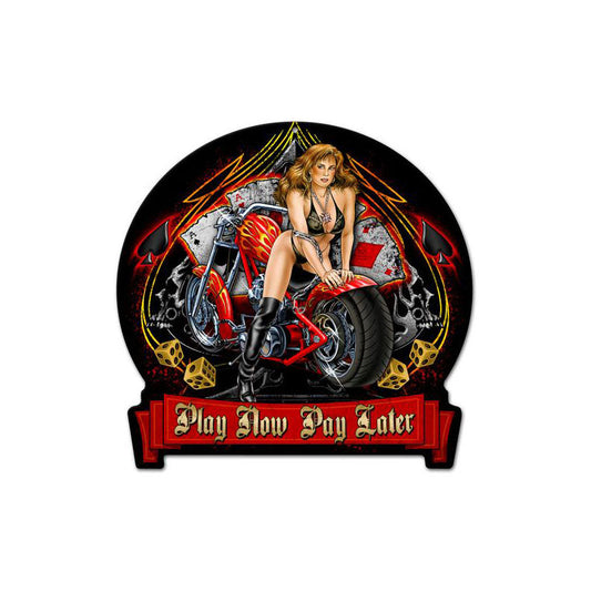 Play Now Vintage Style Metal Sign 16 x 15