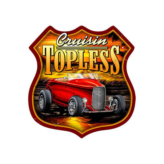 Cruisin Topless Vintage Style Metal Sign 15 x 15