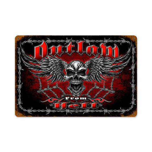 Outlaw From Hell Vintage Style Metal Sign 12 x 18