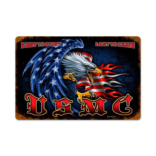 Usmc Eagle Vintage Style Metal Sign 12 X 18