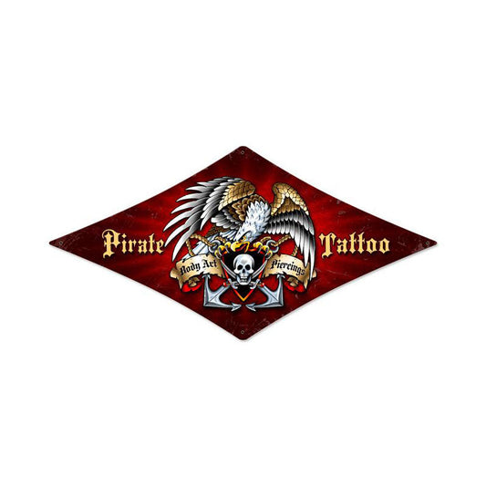 Pirate Tattoo Vintage Style Metal Sign 14 x 22