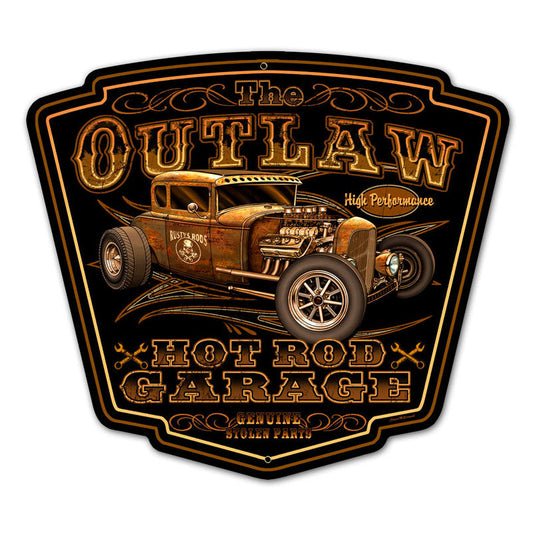 Outlaw Garage Vintage Style Metal Sign 16 x 16