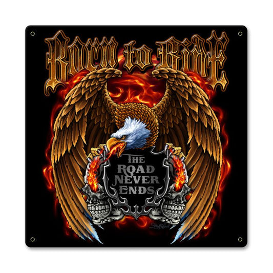 Born To Ride Vintage Style Metal Sign 18 x 18