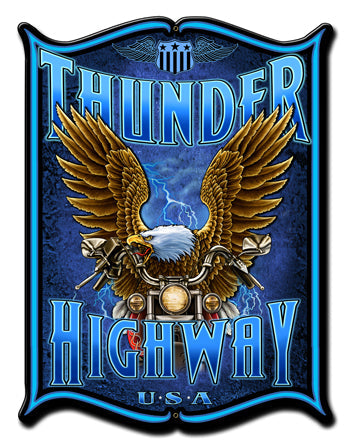 Thunder Hwy Vintage Style Metal Sign 14 x 19