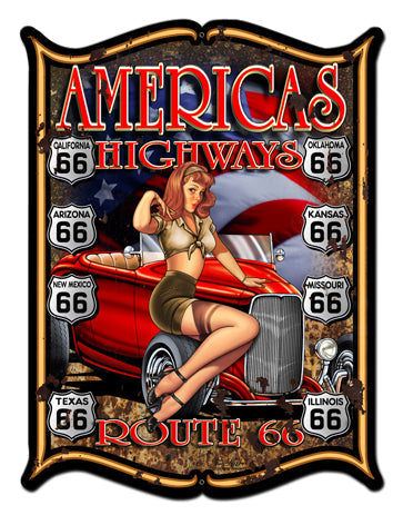 America'S Highways Vintage Style Metal Sign 24 x 33