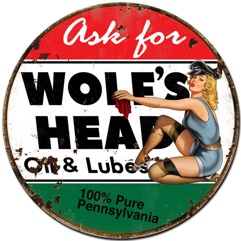 Wolf'S Head Gasoline Vintage Style Metal Sign 30 x 30