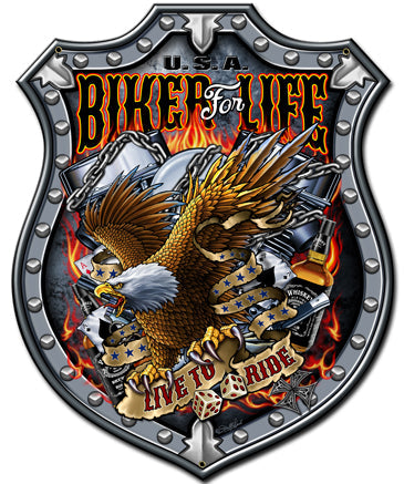 Bikers For Life Vintage Style Metal Sign 18 x 24