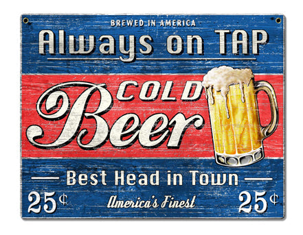 Beer Old Plywood Vintage Style Metal Sign 16 x 12