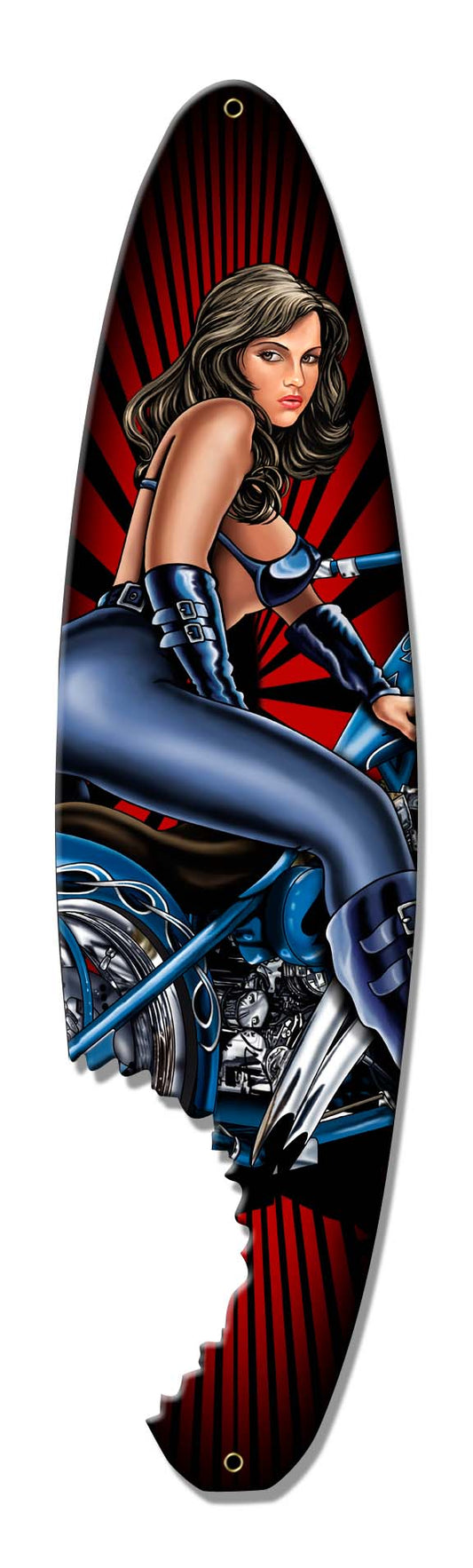 Pin Up Surfboard Vintage Style Metal Sign 6 x 24