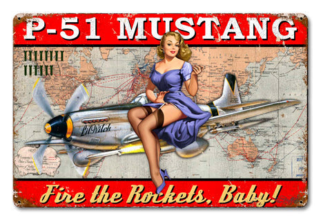 P-51 Mustang Pinup 18 x 12