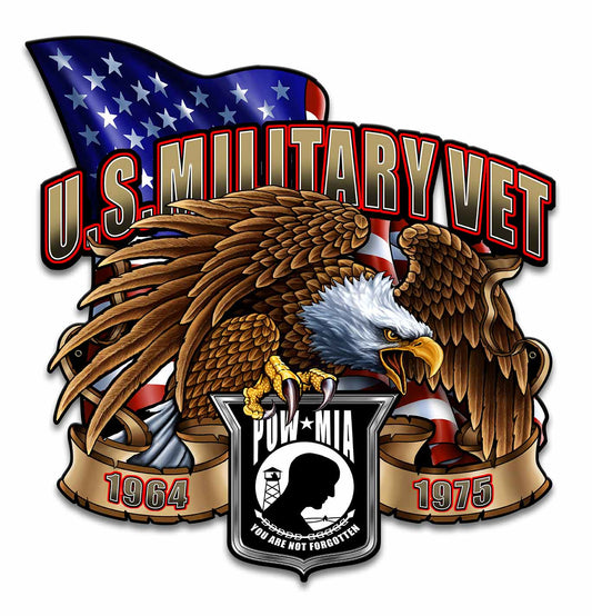 Us Military Vet Eagle Vintage Style Metal Sign 18 x 18