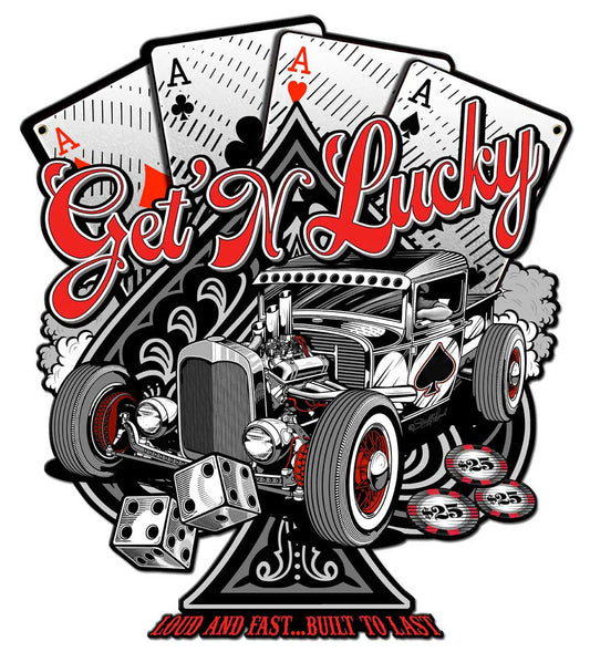 Get N Lucky Vintage Style Metal Sign 18 x 20