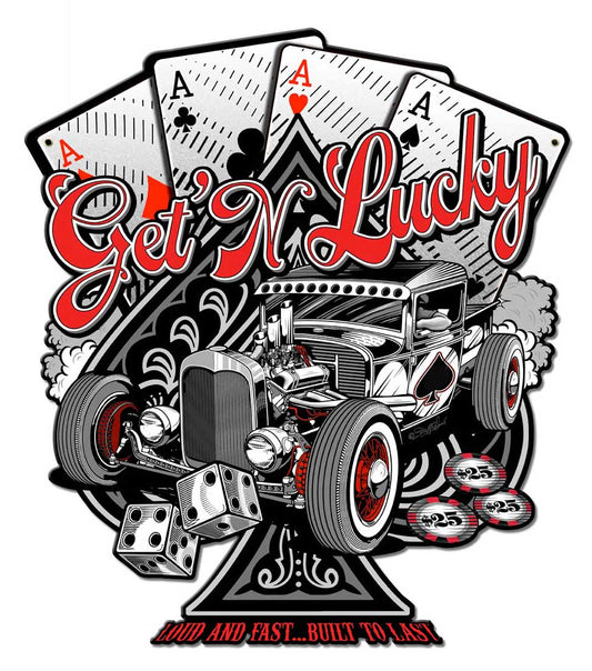 Get N Lucky Vintage Style Metal Sign 14 x 16