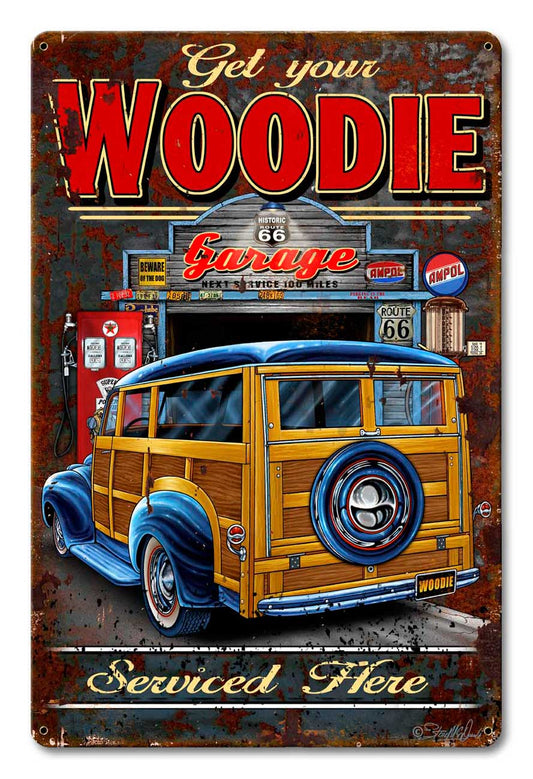 Woodie Vintage Style Metal Sign 12 x 18