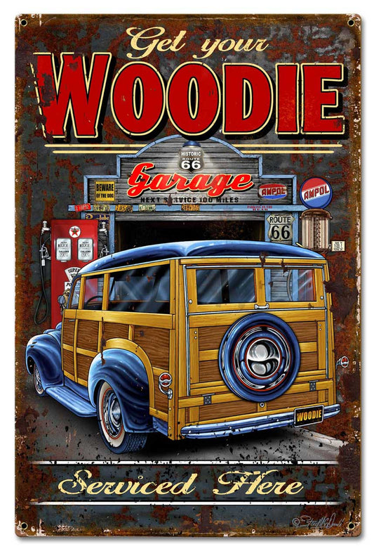 Woodie Vintage Style Metal Sign 16 x 24