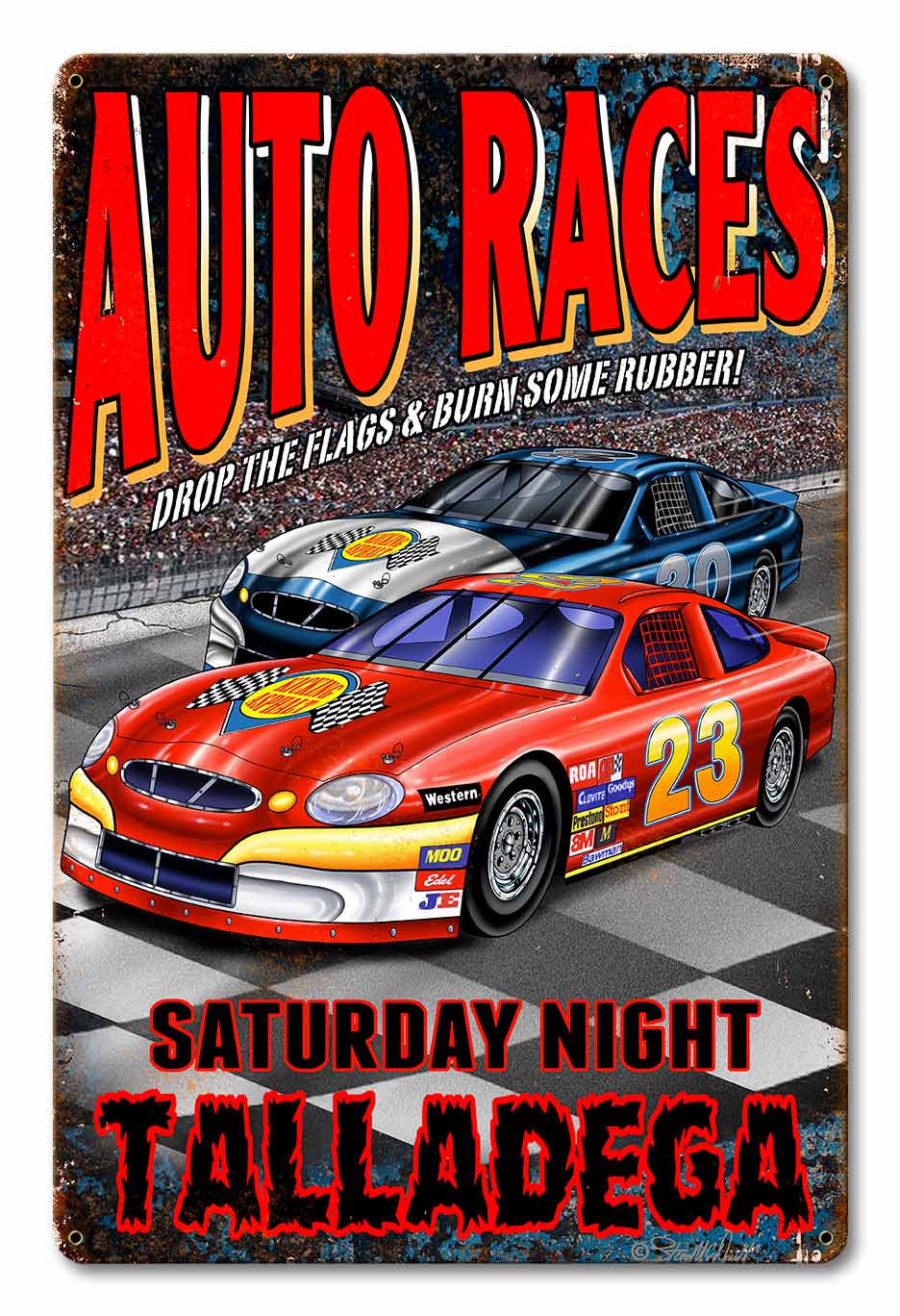Auto Races 12 x 18