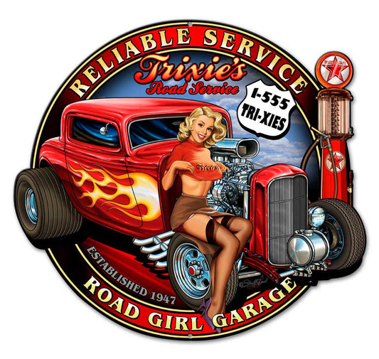 Trixies Rod Vintage Style Metal Sign 24 x 22