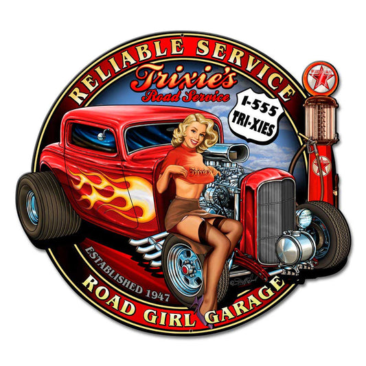 Trixies Rod Vintage Style Metal Sign 14 x 13