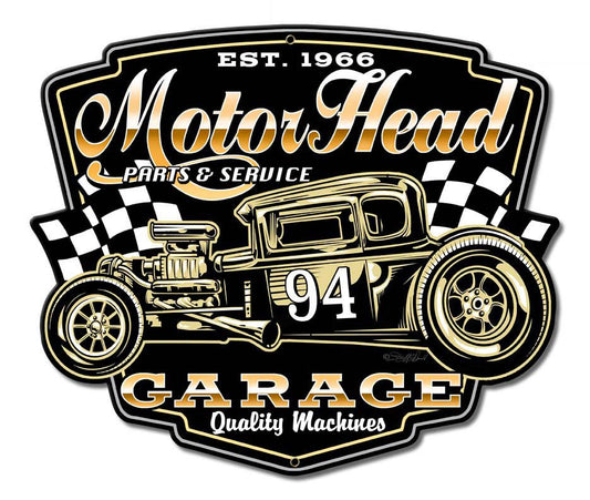 Motor Head Garage Vintage Style Metal Sign 12 x 10