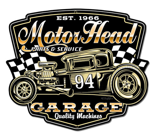 Motor Head Garage Vintage Style Metal Sign 18 x 16