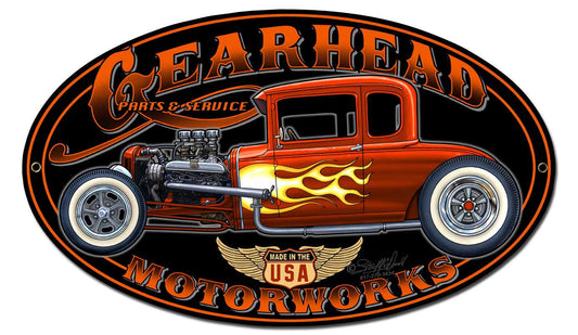 Gearhead Motorworks Vintage Style Metal Sign 18 x 10