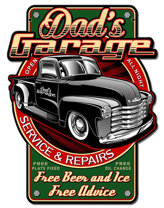 Dads Garage Vintage Style Metal Sign 14 x 18