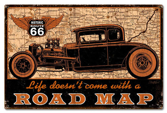 Road Map Vintage Style Metal Sign 24 x 16