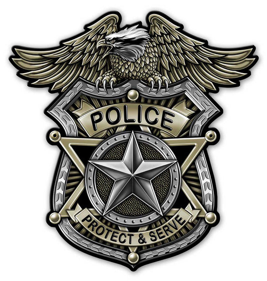 Police Badge Vintage Style Metal Sign 18 x 18