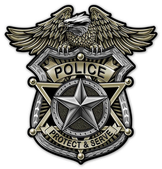 Police Badge Vintage Style Metal Sign 24 x 24