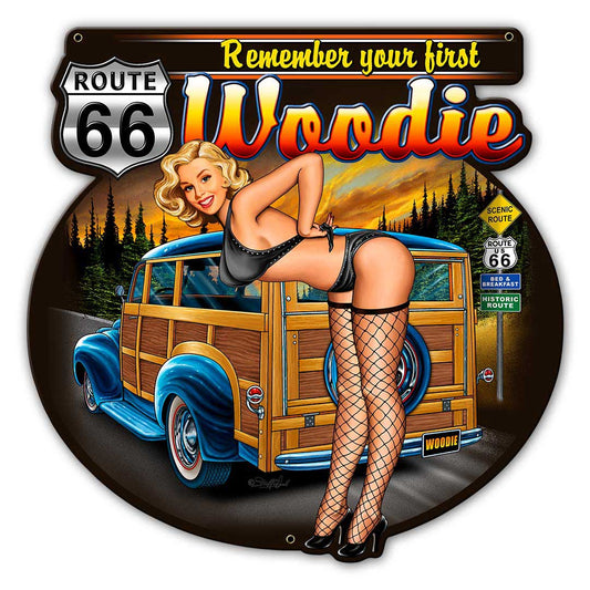 Woodie Vintage Style Metal Sign 14 x 14
