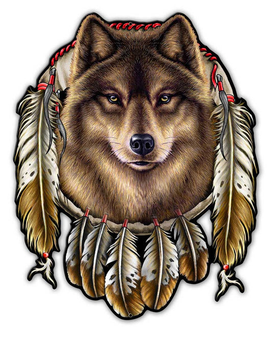 Wolf Indian Vintage Style Metal Sign 14 x 17