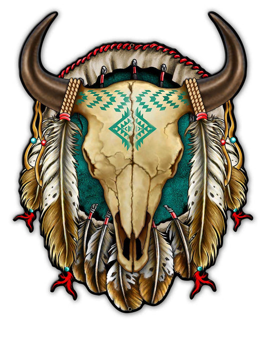 Skull Shield X Vintage Style Metal Sign 14 x 17