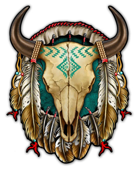 Skull Shield X Vintage Style Metal Sign 30 x 36